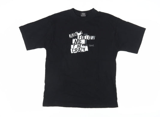 F Spirit Men's Black Cotton Ski Graphic T-Shirt S