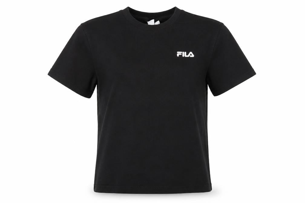 Womens UK Size S FILA Black Cotton T-Shirt