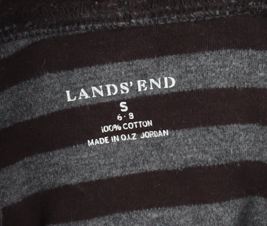 Lands' End Women's Brown Striped Mock Neck T-Shirt