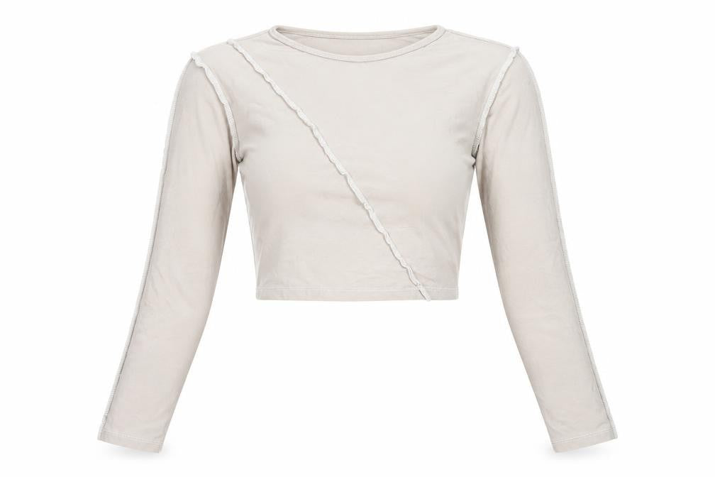 Motel Women's Beige Cropped Blouse Size S