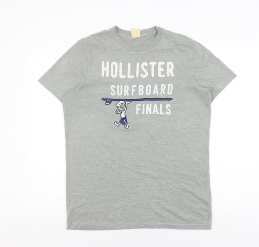 Hollister Men's Grey Surfboard Graphic T-Shirt L