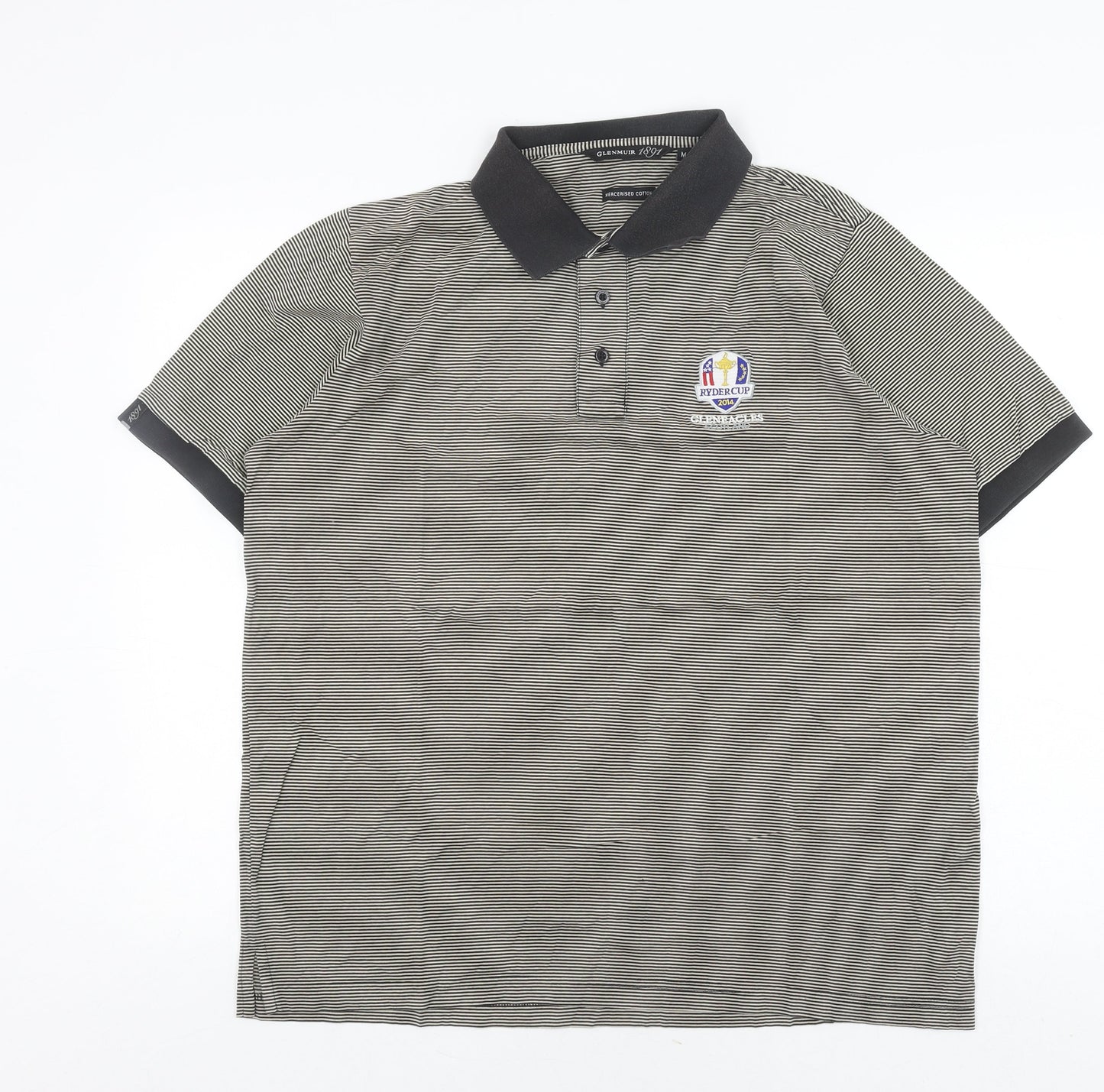 Glenmuir Men's Black Stripe Polo Shirt M Casual
