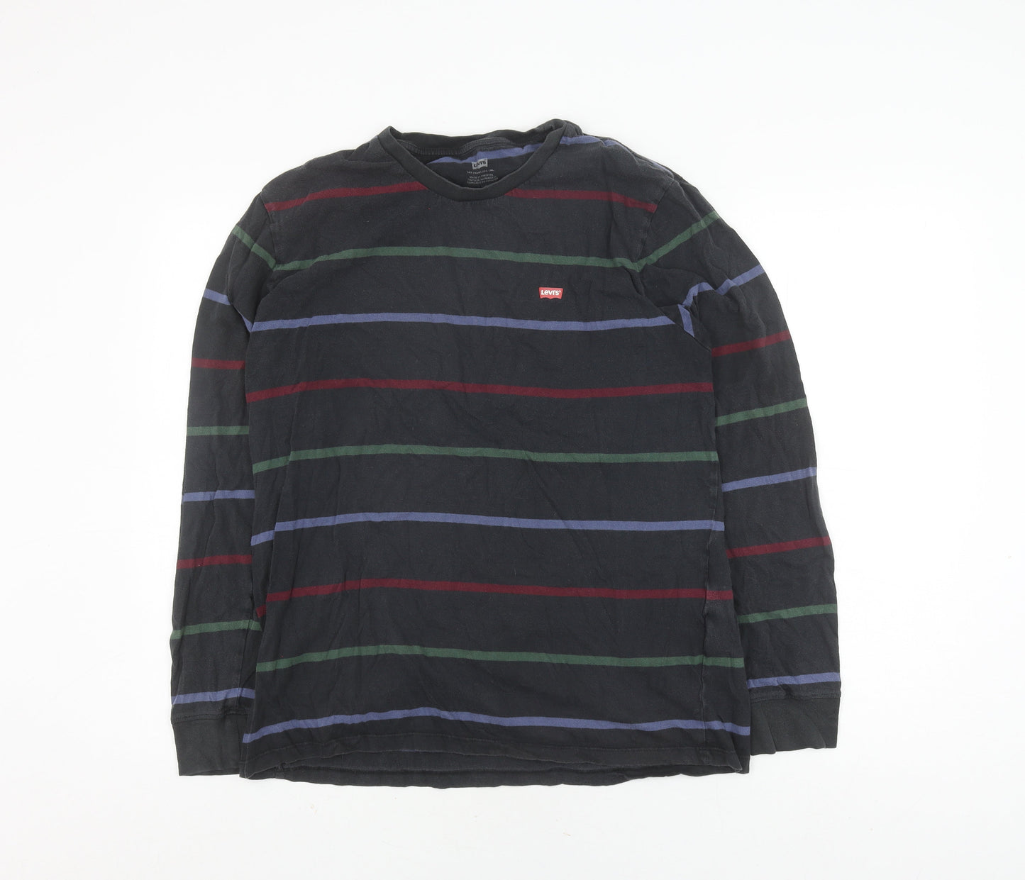 Levi's Men's Black Striped Pullover Sweatshirt L