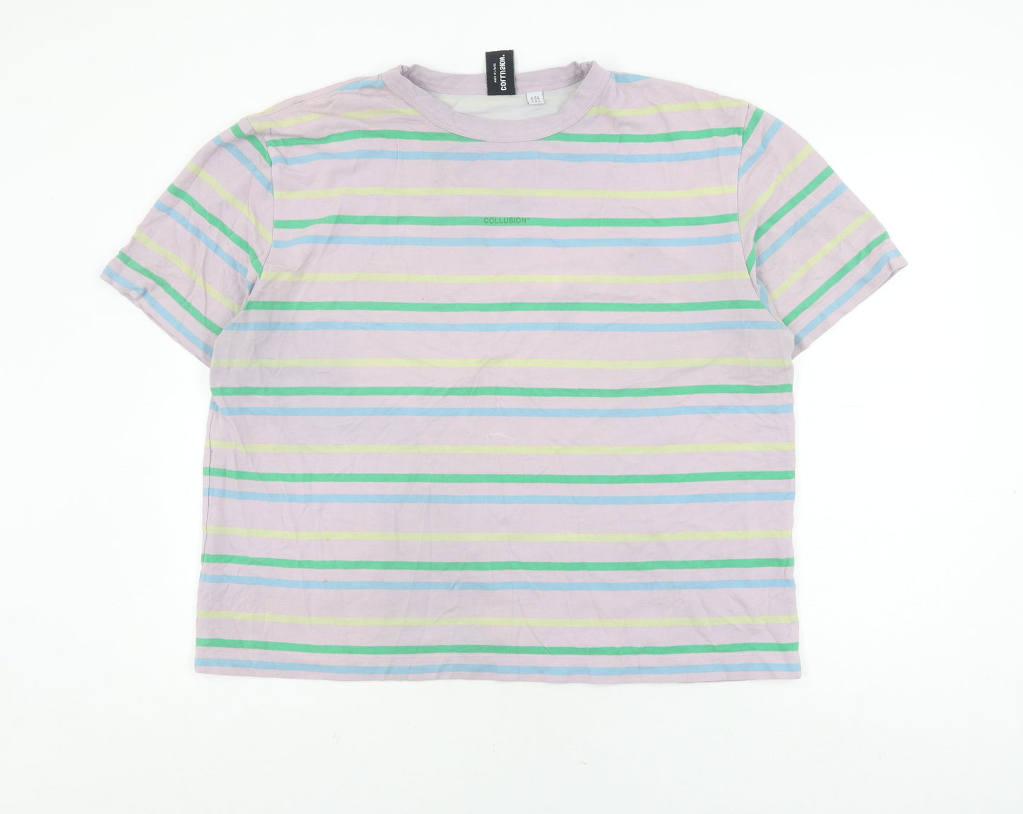 Collusion Women's Multicoloured Striped T-Shirt Size 18