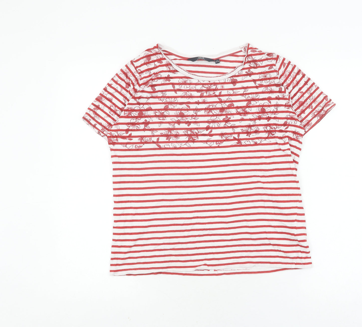 Edinburgh Woollen Mill Women's Red Striped T-Shirt Small