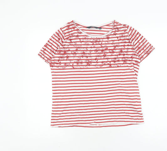 Edinburgh Woollen Mill Women's Red Striped T-Shirt Small