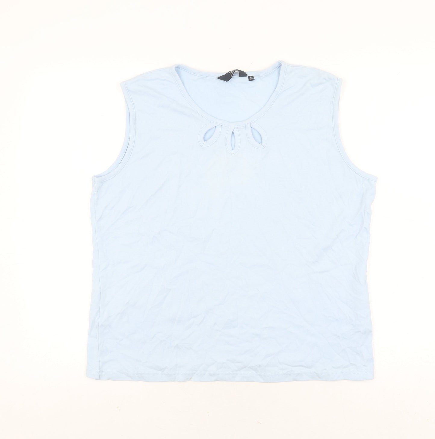 ISLE Women's Blue Cotton Sleeveless Tank Top L