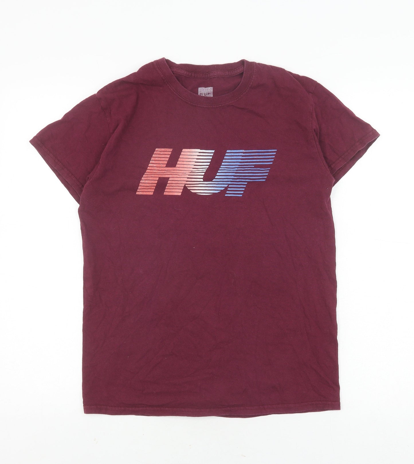 HUF Men's Red Small Logo Cotton T-Shirt