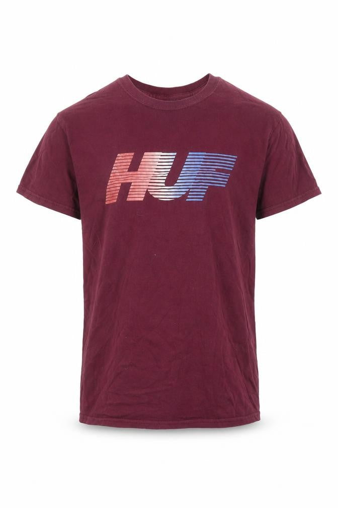 HUF Men's Red Small Logo Cotton T-Shirt