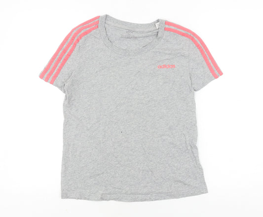 Adidas Girls Grey T-Shirt M 12-14 Years with Logo Accents