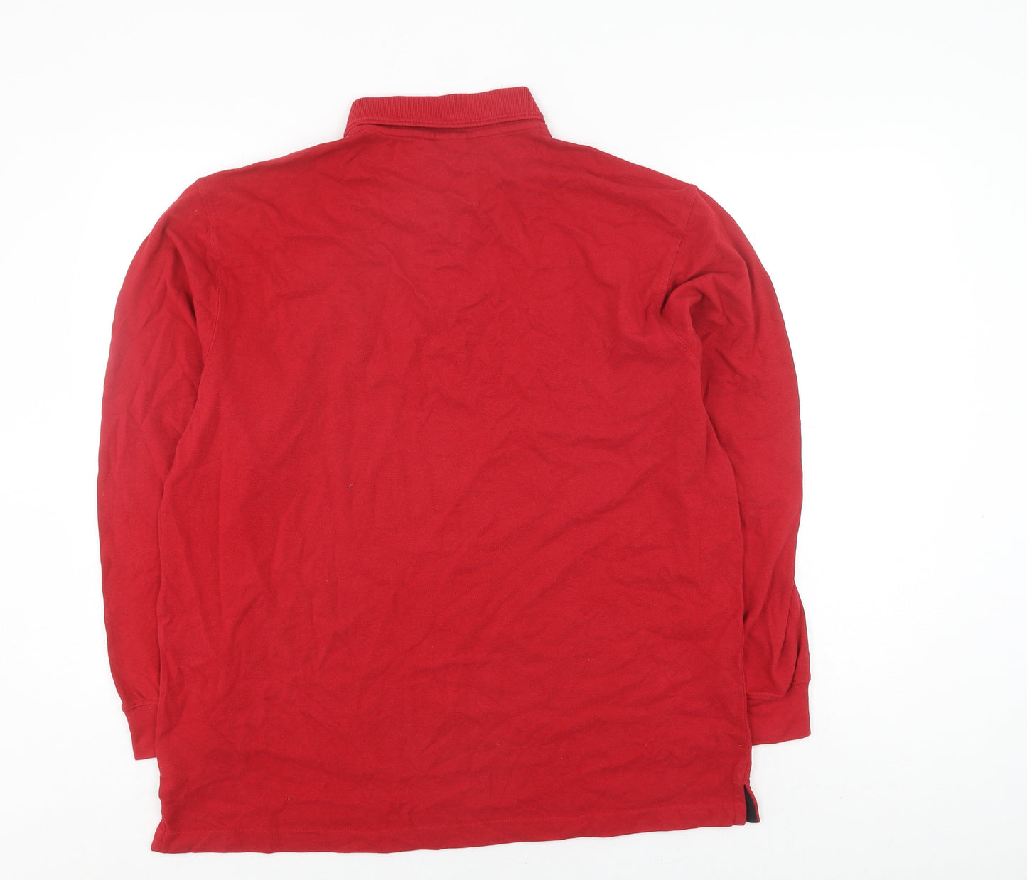 Cotton Traders Men's Red Henley Sweatshirt L