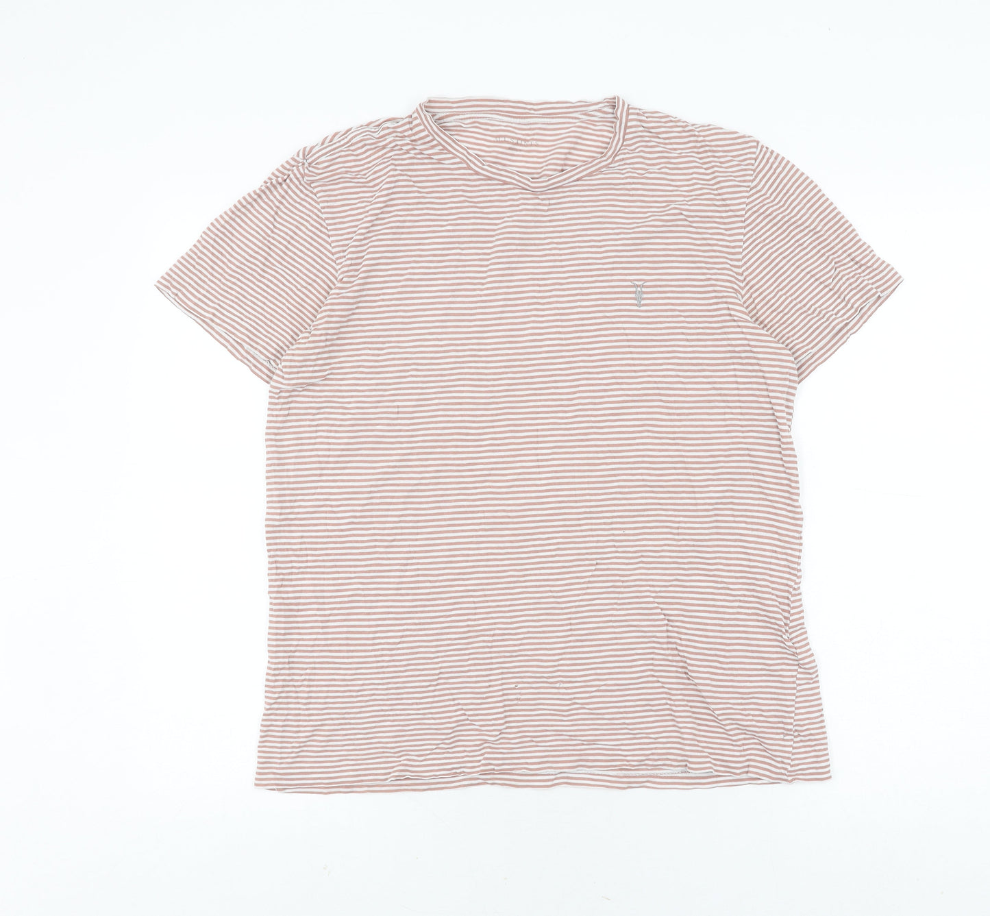 AllSaints Men's Brown Striped T-Shirt M