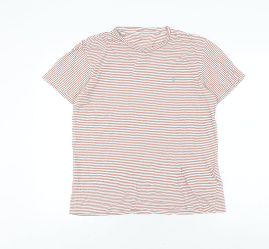 AllSaints Men's Brown Striped T-Shirt M