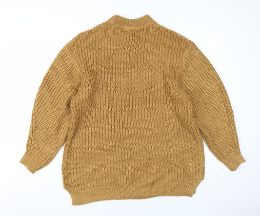 ASOS Women's Brown Chunky Knit Mock Neck Jumper Size 10