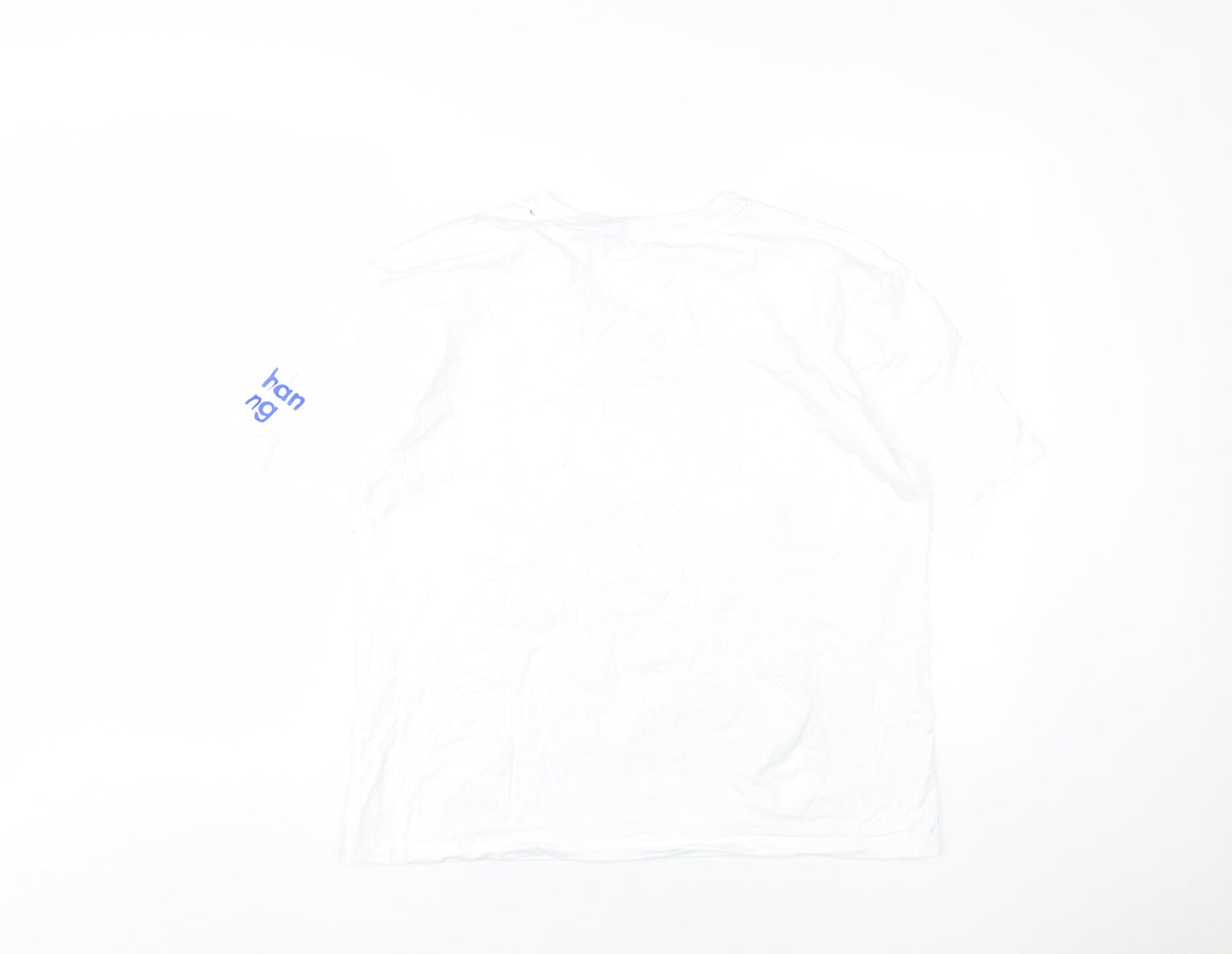 Zara Women White Graphic T-Shirt Medium Art Casual