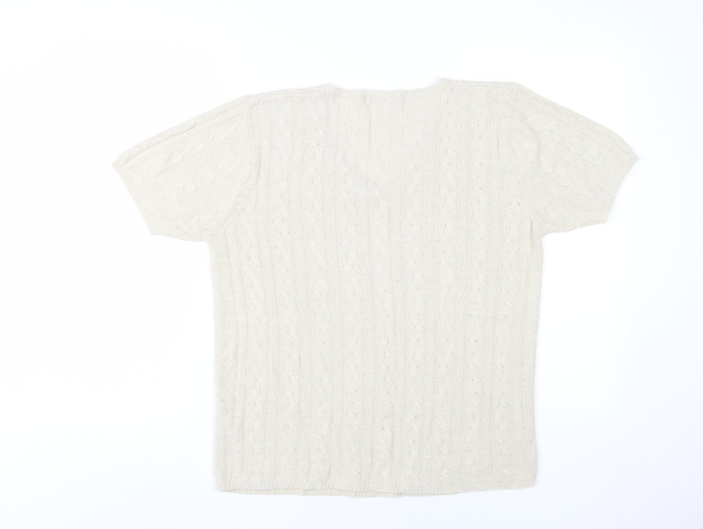 Berkertex Women's Beige V-Neck Knit T-Shirt Medium