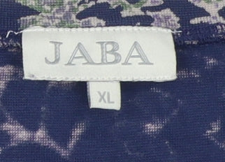 JABA Women's Blue Floral Blouse XL, Long Sleeve, Cotton