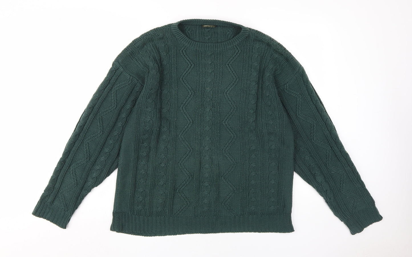 Ferndale Men's Green Medium Cable Knit Pullover Jumper
