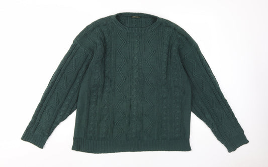 Ferndale Men's Green Medium Cable Knit Pullover Jumper