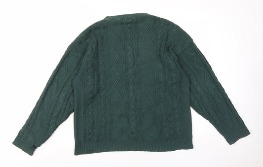 Ferndale Men's Green Medium Cable Knit Pullover Jumper