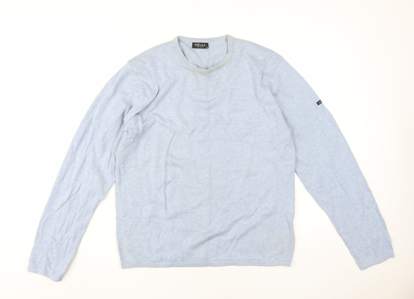 Melka Men's Blue V-Neck Pullover Jumper Medium