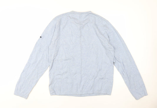 Melka Men's Blue V-Neck Pullover Jumper Medium