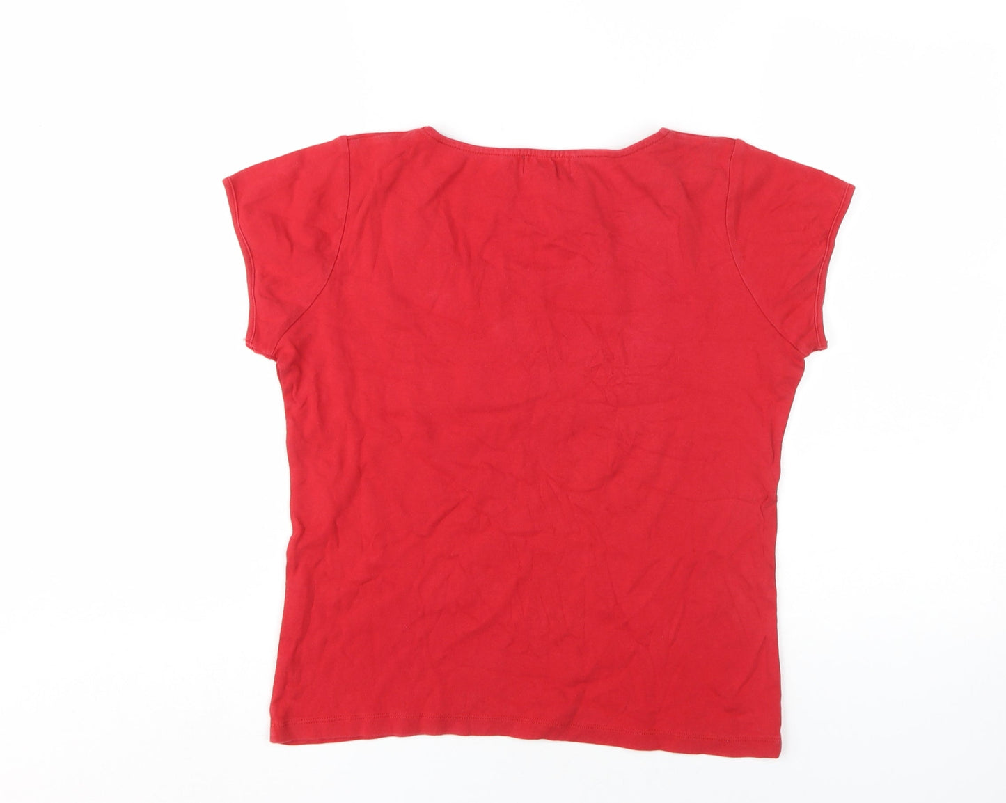Marks and Spencer Women's Red Embroidered T-Shirt Size 14