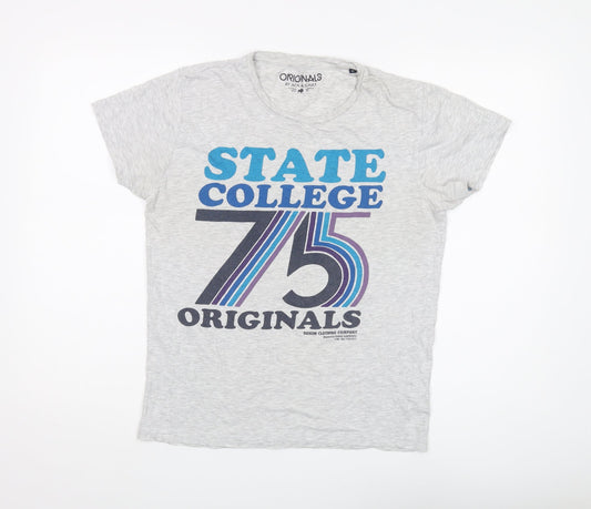 Jack & Jones Men's Grey College Graphic Tee M