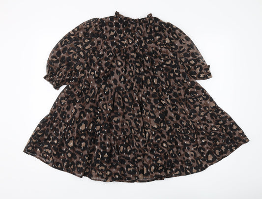 Next Girls Animal Print Dress Brown 8 Years