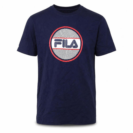 Front view of Fila Men's Blue Crew Neck Short Sleeve T-Shirt S