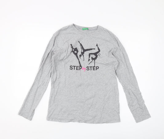 United Colors of Benetton Boys Grey Graphic Long Sleeve T-Shirt 3XL