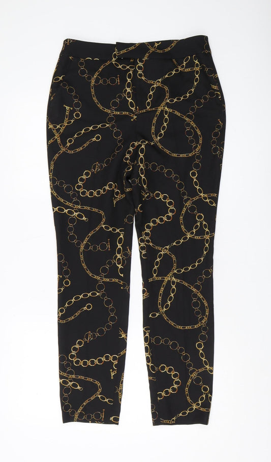 Zara Women's Black Skinny Trousers XS, Geometric Print