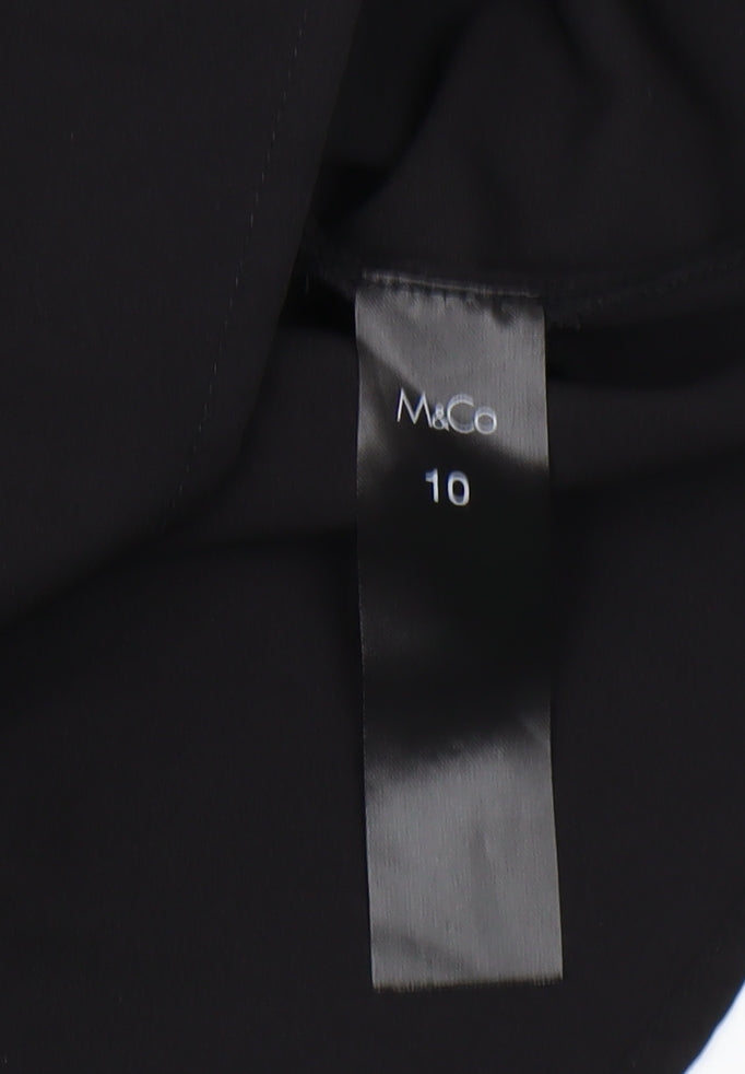 M&Co Women's Black Embroidered Blouse Size 10