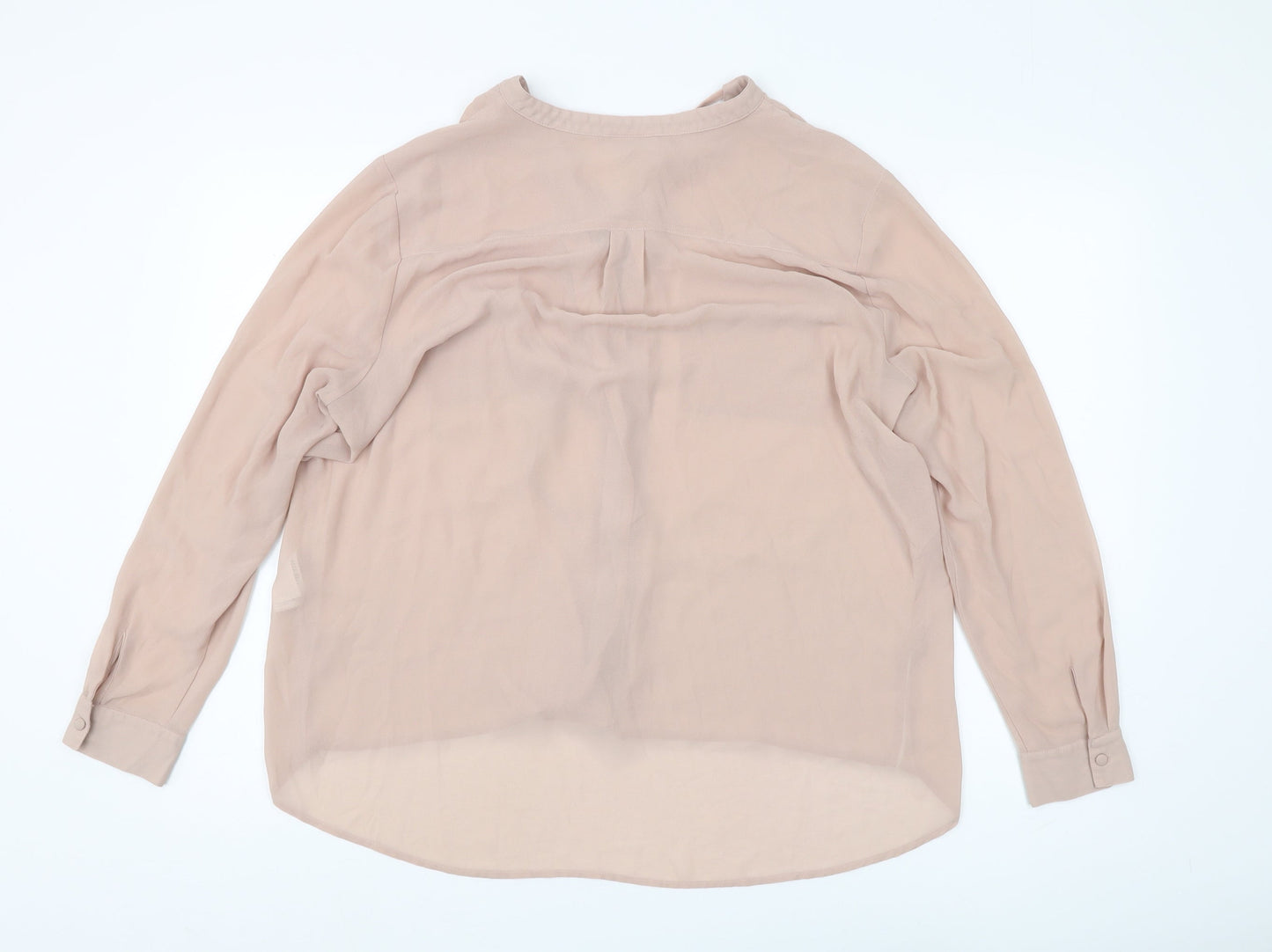 Warehouse Women Beige Button-Up Blouse Size 18