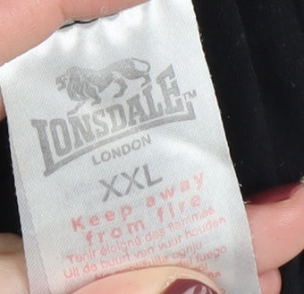 Lonsdale Unisex Black T-Shirt 2XL Basic Jersey Crew