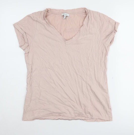 Reiss Women's Pink V-Neck T-Shirt XS