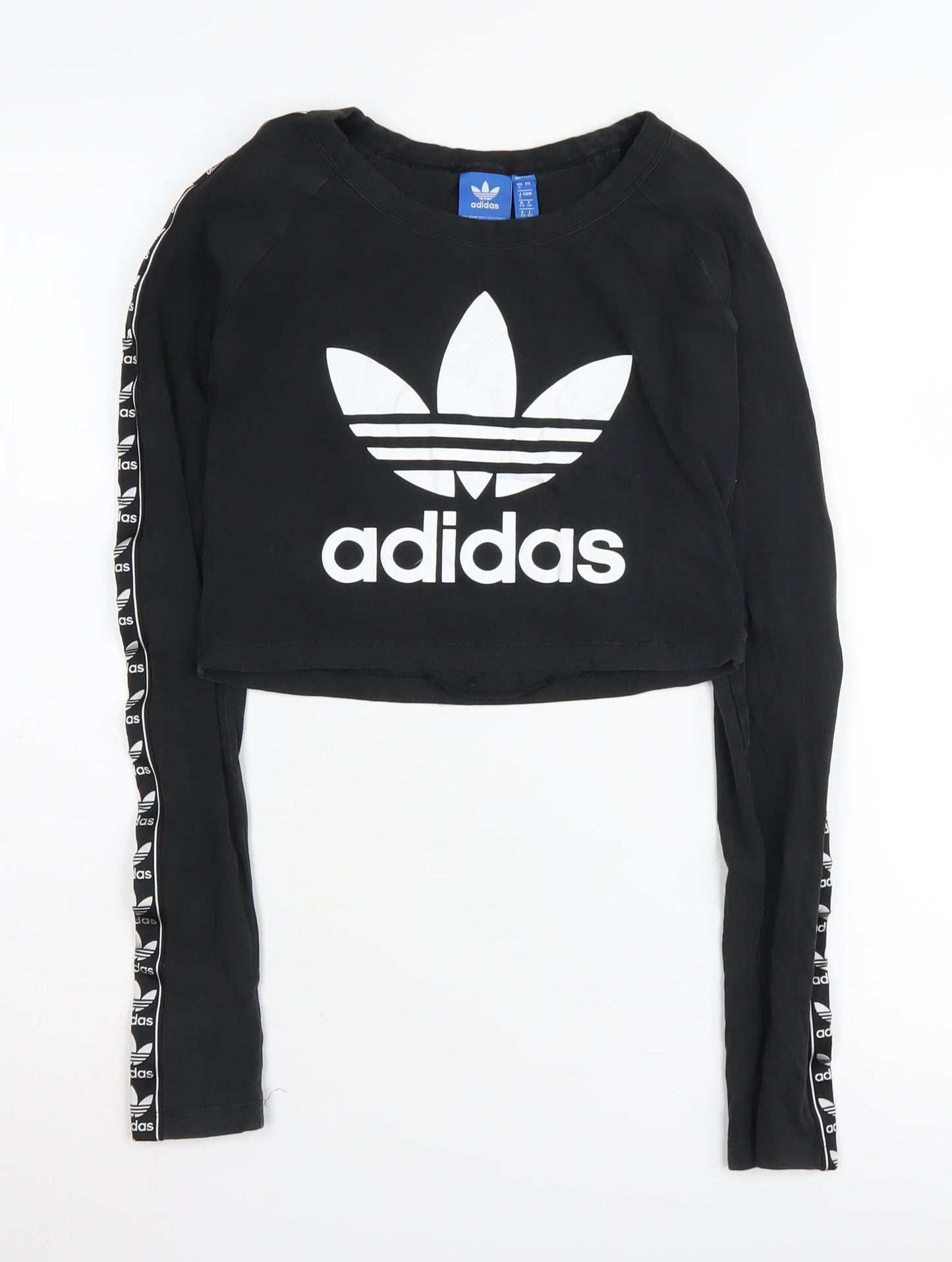 Adidas Women's Black Cropped T-Shirt, Size 6, Sports Style
