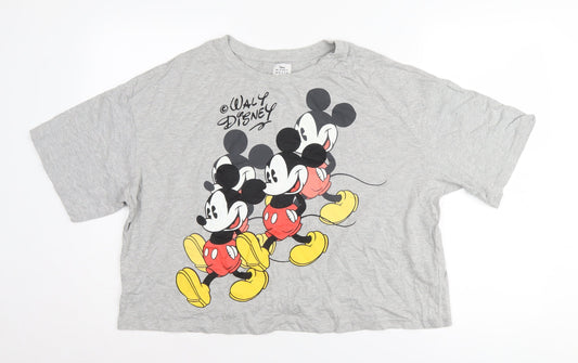 Disney Grey Mickey Mouse Unisex T-Shirt, M, Casual Fun