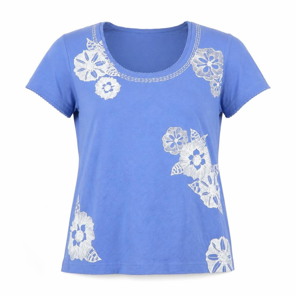 Dash Women's Blue Floral T-Shirt Size 10