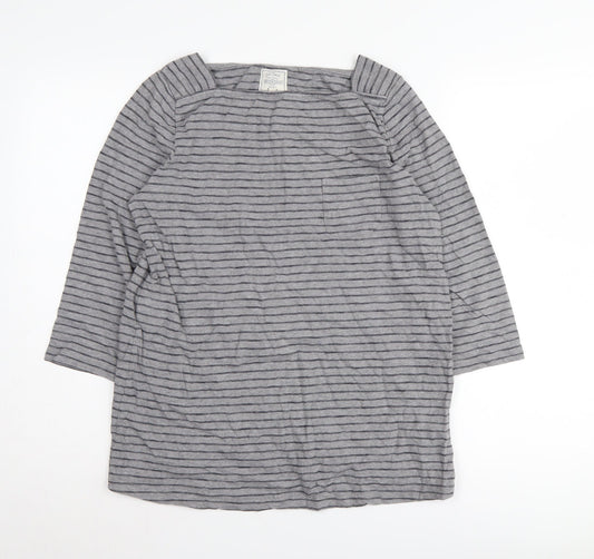 Fat Face Women’s Grey Striped 3/4 Sleeve T-Shirt
