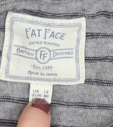 Fat Face Women’s Grey Striped 3/4 Sleeve T-Shirt