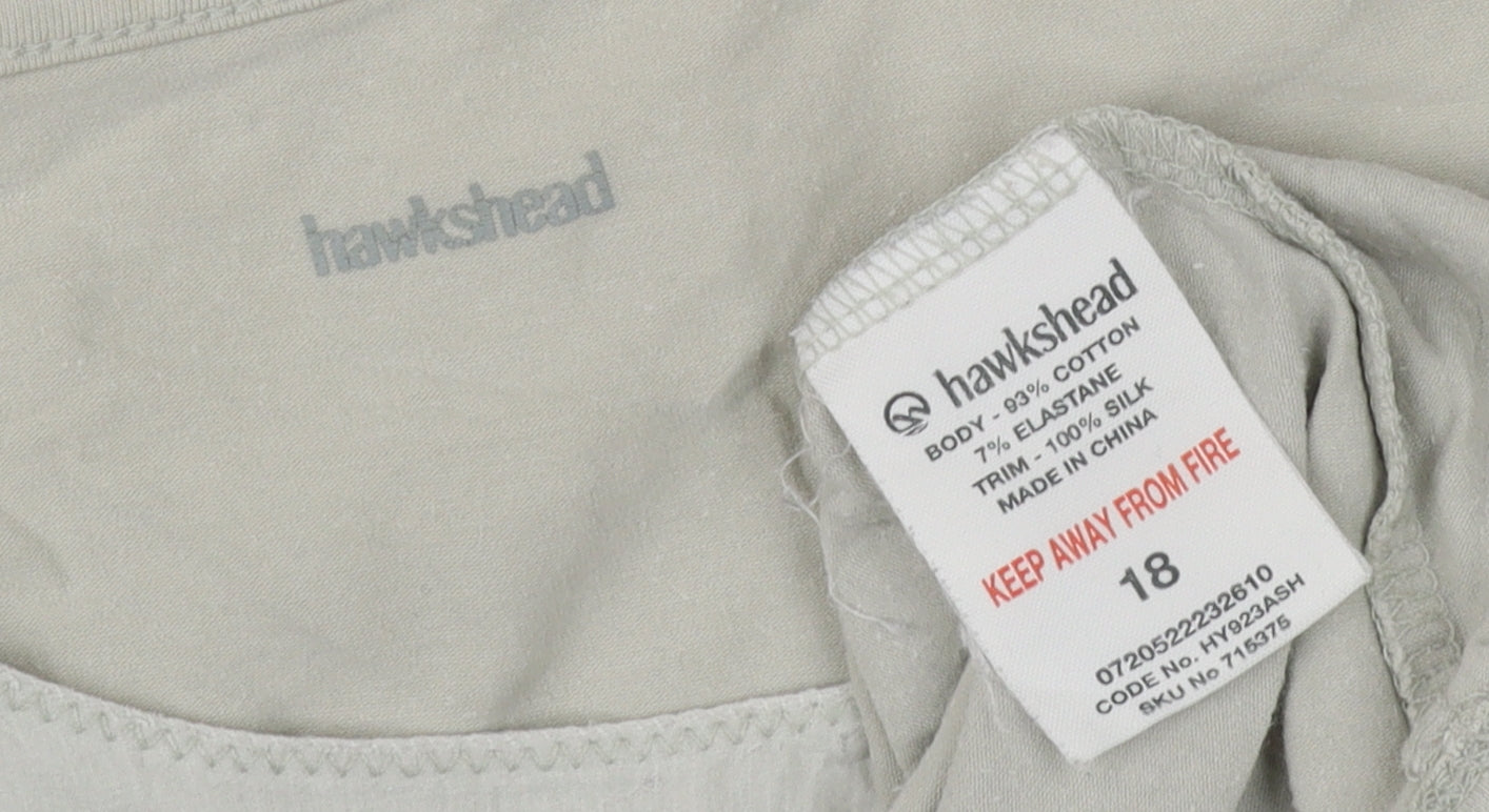 Hawkshead Grey Women's Top Size 18 Basic Scoop Neck