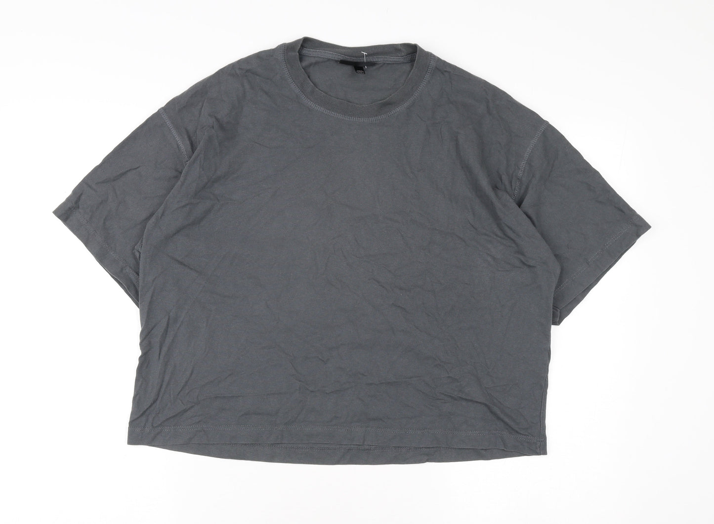 Topshop Women's Grey Basic Crew Neck T-Shirt M