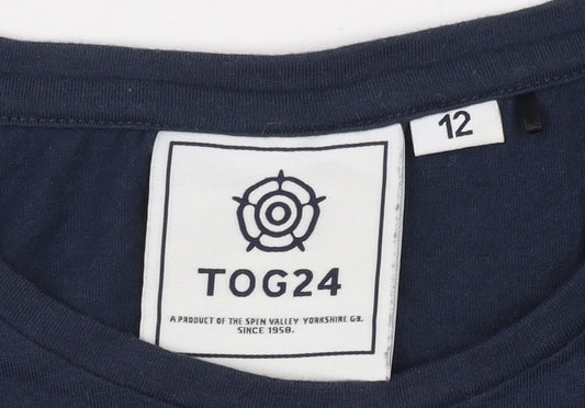 TOG24 Women's Blue Crew Neck Basic T-Shirt Size 12