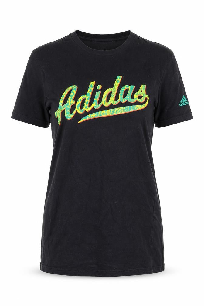 Unisex Adultss UK Size S adidas Black 100% Cotton T-Shirt