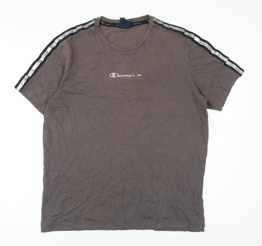 Champion Men's Grey Cotton T-Shirt - M, Regular Fit
