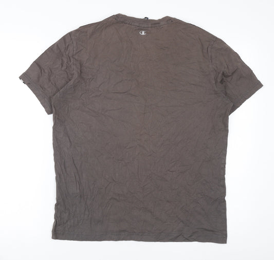 Champion Men's Grey Cotton T-Shirt - M, Regular Fit