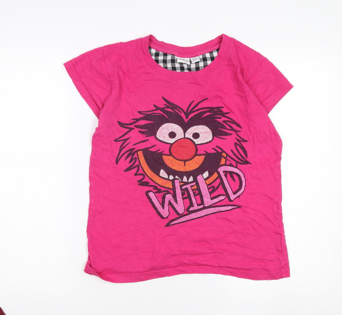 Disney Women Pink XS Basic T-Shirt Casual Short Sleeve