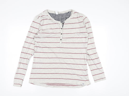 Tog Twenty Four Women's Grey Striped Henley T-Shirt Size 12
