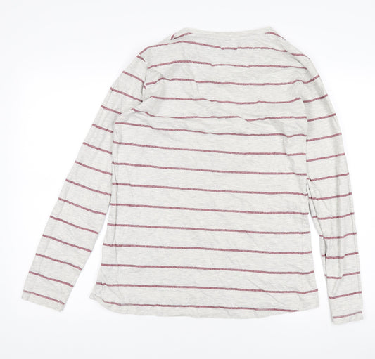 Tog Twenty Four Women's Grey Striped Henley T-Shirt Size 12